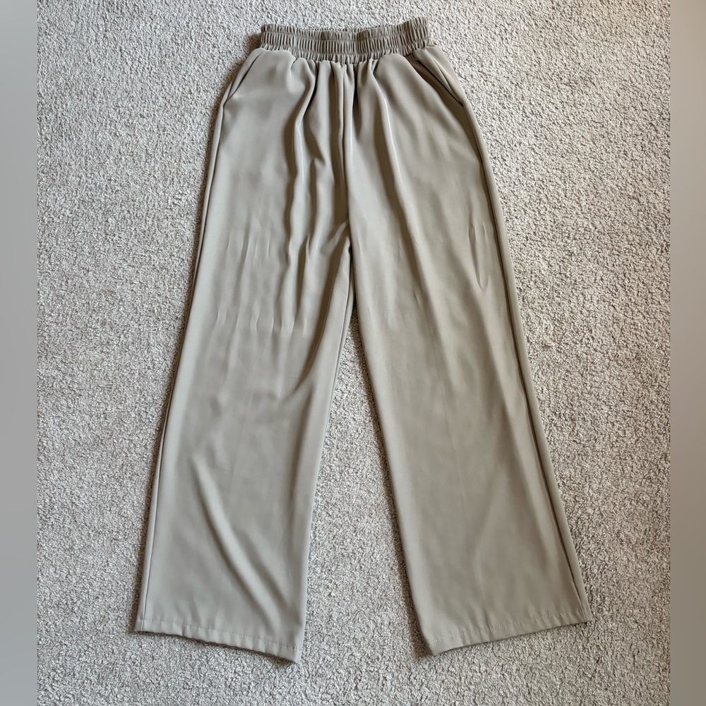 Beige Wide-Leg Pants